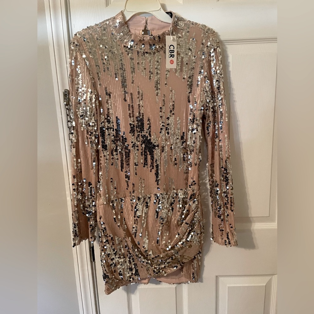 CBR-Nude and Silver Sequence Dress NTW!